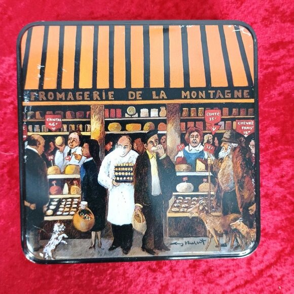 Vintage French Cheese Shop Themed Tin Box‎ - Picture 1 of 6